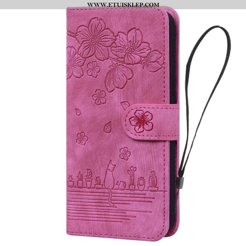 Etui Folio do iPhone 15 Pro Max z Łańcuch Stringi Cat Daydream